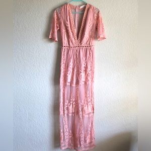 Pink romper w overlay, pretty details!